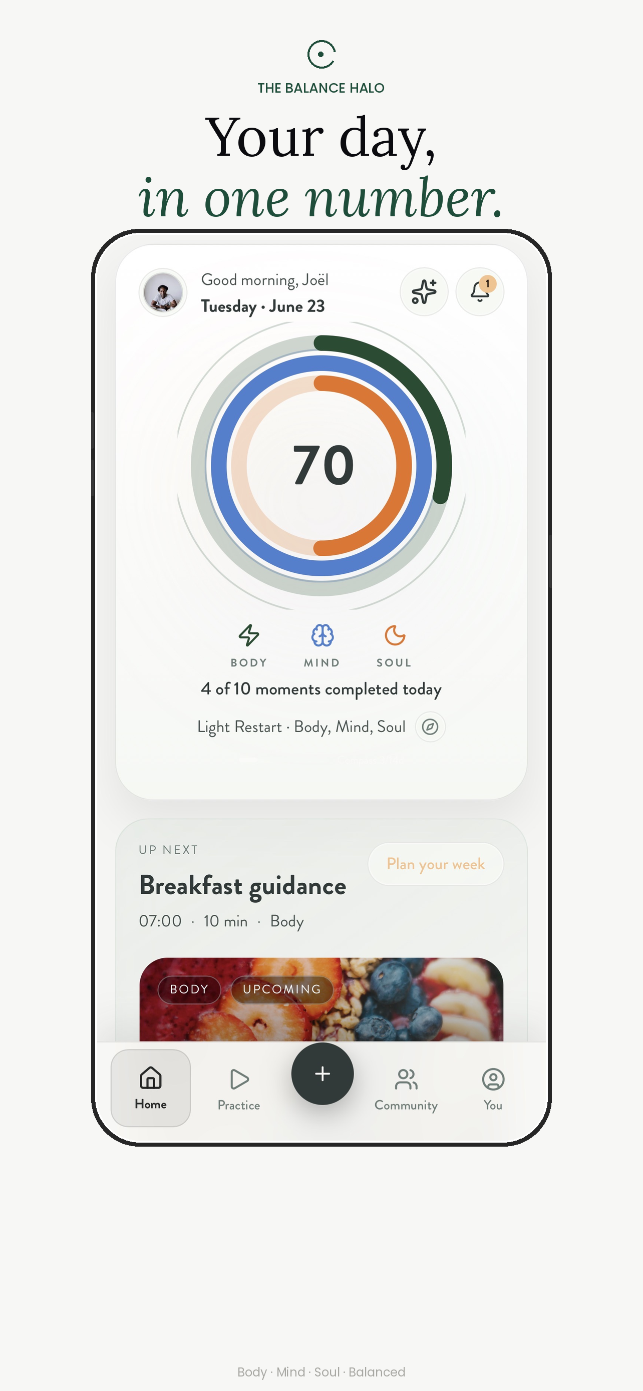 Whole Balance Halo screen