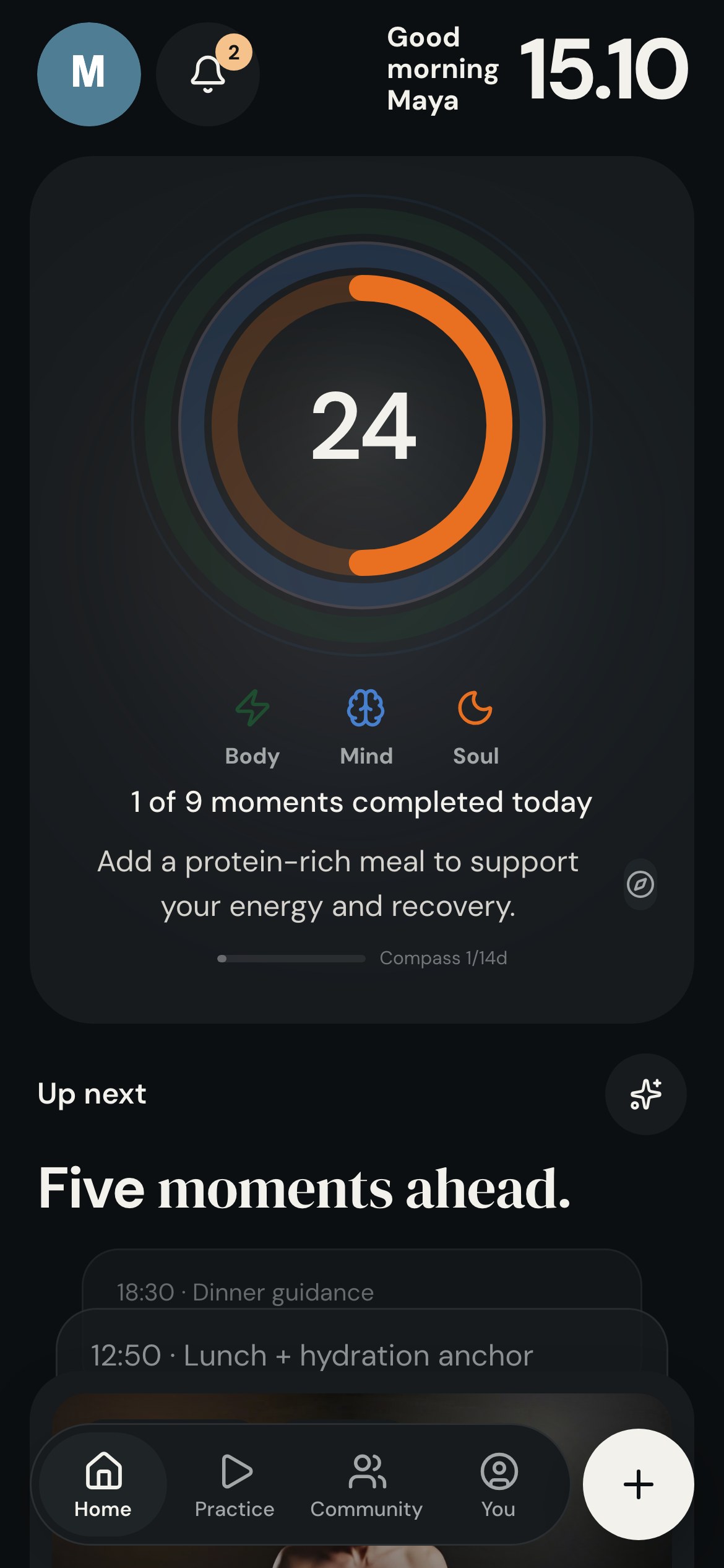 Home in dark mode