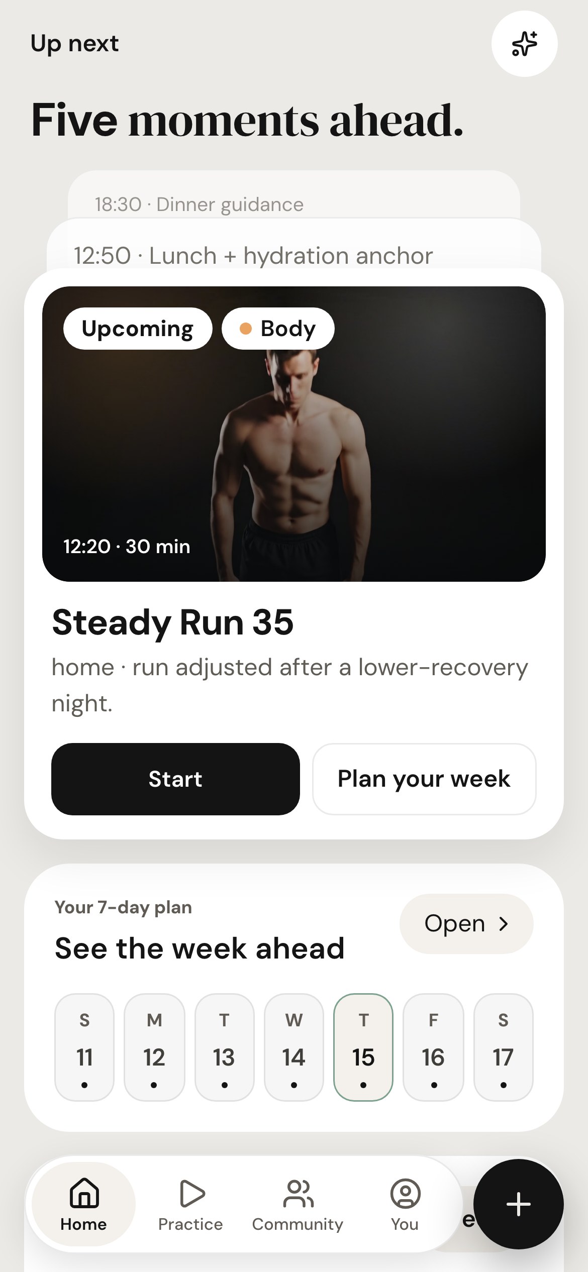 The next moment in the plan, with the week ahead beneath it